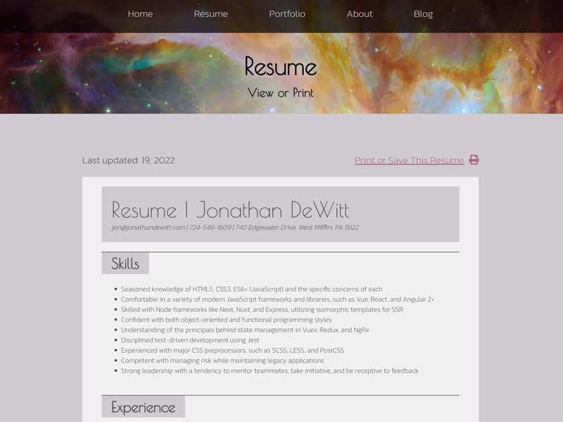 Jonathan DeWitt's resume
